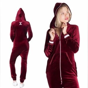 One Piece Original Velour Jumpsuit in Red Size XXS